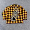 China Custom Embroidery Patch Vintage Logo Men's Long Sleeve Plaid Button Up Shirt In Cotton Fabric With Customized Printing Label wholesale