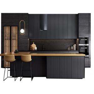 18mm Modern Matt Black Finish Kitchen Cabinets Black Finish Melamine Board