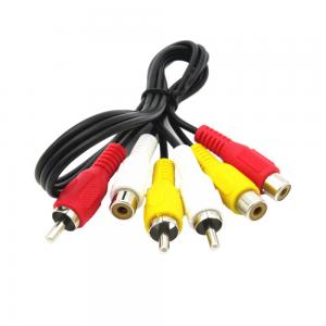 Male To Female Video Audio Cables , 3 Rca AV Cable For Sound Speaker Projector