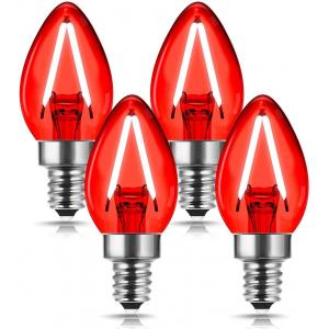 Red LED Night Light Bulb Candelabra Edison C7 E12  For Christmas