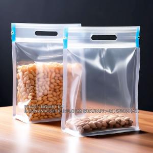 Big Transparent Ziplock Plastic Food Packaging Bag Plastic Stand Up Zipper Bag With Handle Thick Clear Zip Lock