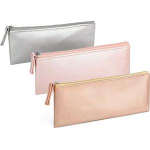 China PU Leather Cosmetic Pencil Bags Small Soft Makeup Pouch With Zipper supplier