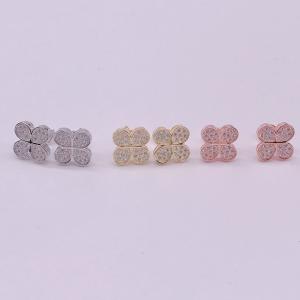 New Arrival Cute Brass Jewelry Earring Party Gift Fashion Crystal Four Leaf Clover Stud Earrings For Women