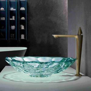 Clear Bathroom Glass Wash Basin Green Color Latest Style OEM