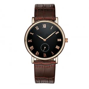 China Fashion Stainless Steel Watches with Leather strap / quartz wrist watch for men , ultra - thin case wholesale
