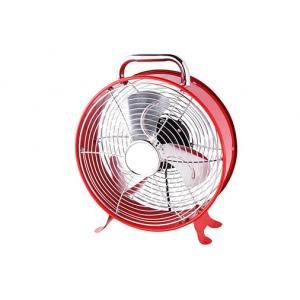 China Red Electric Retro Clock Fan With Carry Handle 2 Speed VED Plug CE CB supplier