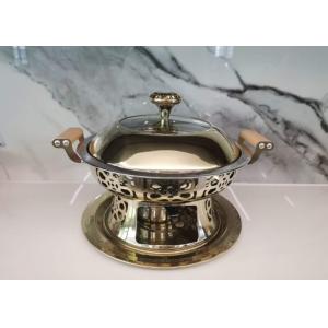 China Round Handle Stainless Steel Chafing Dish Wooden Heat Resistant For Sliver Durable supplier