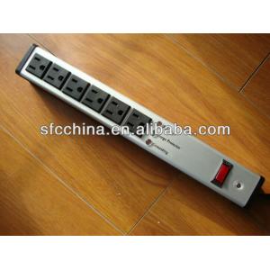 China aluminium alloy UL approved American 6-outlet power strip, surge protector with led indicator, 1800w with15A curcuit breaker supplier