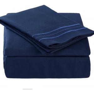 Get a Restful Sleep with 4PCS Brushed Microfiber Sheet Set Featuring 3-Line Embroidery