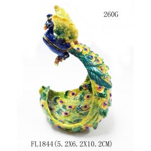 Guarda-joias colorida do pavão do metal da guarda-joias do pavão do presente decorativo para a venda