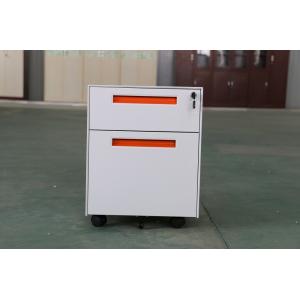 2 drawer steel mobile pedestal,orange handle,recessed structure,KD Structure,RAL color