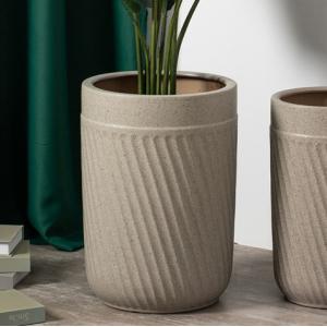 Popular design modern home balcony floor decor plant flower pots cylinder tall ceramic garden pots