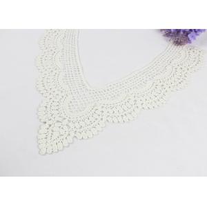 White V Neck Cotton Embroidered Neckline Applique With Dot Edging For Evening Gown