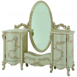 Fancy white Dressing Table with Mirror, Antique French Style Luxury Wooden Dresser