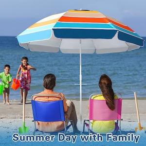 China Portable Beach Umbrella With Sand Anchor, Tilt Pole, Carry Bag, Air Vent, Heavy Duty Wind Portable supplier