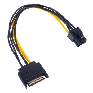 0.15m Sata 15 Pin To 6 Pin Power Cable PCI-E Sata Converter Computer Accessories