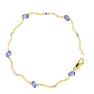 925 Sterling Silver Yellow Gold Plated Oval Cut Tanzanite Bracelet