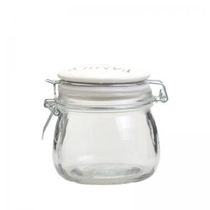 China Home Empty Glass Jars With Ceramic Lids Airtight Canisters Style supplier