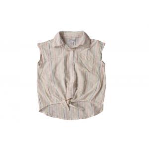 Girls Cool Cropped Striped Shirt Sleeveless 53% Linen 46% Cotton