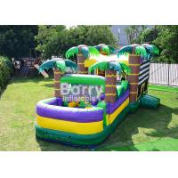 China 30 FT Palm Beach Obstacle Bounce House , Inflatable Bouncy Castle With Water Slide on sale