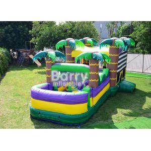 China 30 FT Palm Beach Obstacle Bounce House , Inflatable Bouncy Castle With Water Slide supplier