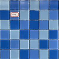 China Waterproof Glass Swimming Pool Mosaic Tiles 303x303mm Mesh Mounted on sale