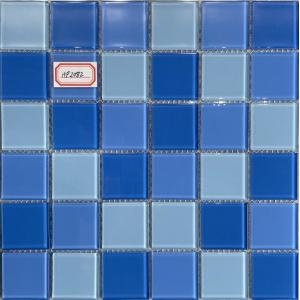 Waterproof Glass Swimming Pool Mosaic Tiles 303x303mm Mesh Mounted