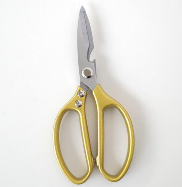 New design strong kitchen scissors materail Aluminum alloy gold color