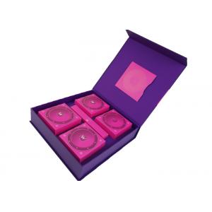 Cake Food Packing Cardboard Material Customized Logo Printing Purple Color Cardboard Box with Magnets Closure