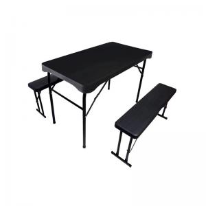 China Small Black Plastic Folding Tables , Wood Grain Outdoor Beer Table With Benches supplier