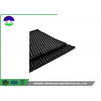 China 50KN/M Warp Knitting Polyester Geogrid Grey for Asphalt Wall / Runway on sale