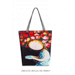 China Lips print handbag canvas singles shoulder bag flower print canvas shopping bag supplier