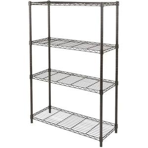 Adjustable Heavy Duty Storage Shelving Black Steel Organizer Wire Rack 4 Shelf