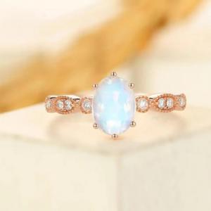 China 925 Sterling Silver CZ Jewelry Dainty Rings Natural Faceted Blue Moonstone Ring supplier