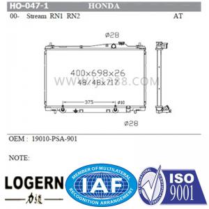 China 19010-PSA-901 Car Engine Radiator For Honda Stream Rn1/Rn2 00-04 supplier