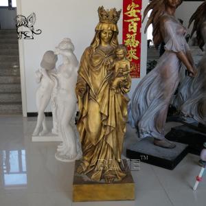 China BLVE Mother Mary Bronze Sculpture Christ Jesus Mary Brass Statue Catholic Religious Metal Life Size Church supplier