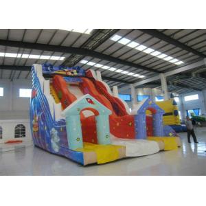 Spaceship themed inflatable high dry slide Top hot sale blue inflatable high slide