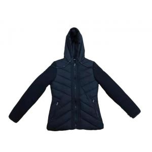 Women'S Light Padded Hooded Jacket Navy Black Outdoor Quilted Nylon Jacket
