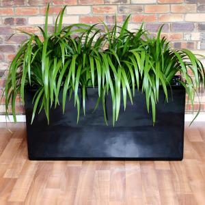 Factory direct sales light weight large rectangular black fiberglass planter box for garden decorations