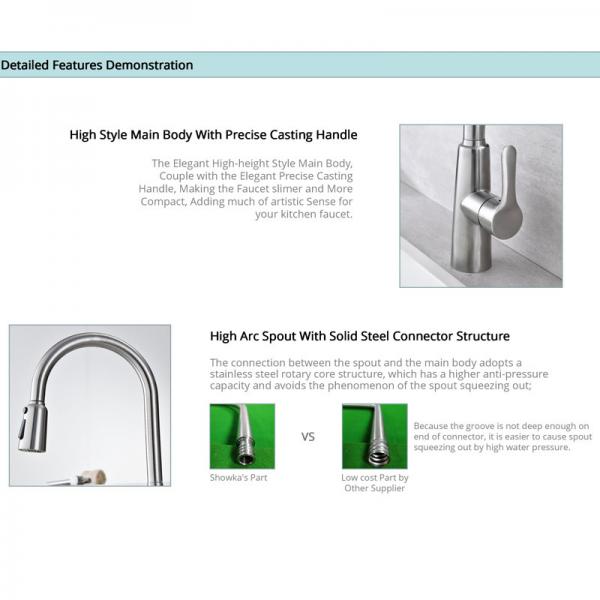 Triple Mode Sprayer Flexible Kitchen Faucet IPX5 CUPC Ceramic Cartridge sink tap