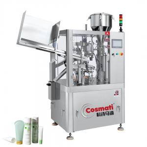 Automatic lotion cream toothpaste soft tube filling and sealing machine with automatic tube feeder