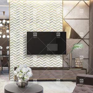 Carrara Marble Mixed Brass Herringbone Mosaic Tile 300x300mm Anti - Slip