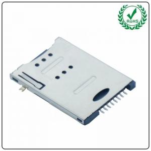Push Push Type 6+2 Pin Smart Card Socket With Switch Diagonal Column Connector
