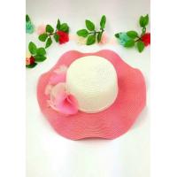 China Women's Straw Hats For Big Heads , Nylon Floral Strip Floppy Sun Hats For Ladies on sale