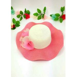 China Women's Straw Hats For Big Heads , Nylon Floral Strip Floppy Sun Hats For Ladies supplier