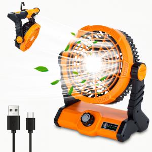 LED fan table light Portable Hanging 360 Rotation Folding Fan Camping lamp USB charge fan with lighting