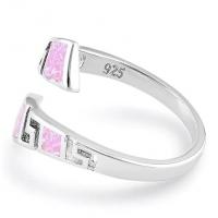 China 925  With Sterling Silver Greek  Unique Pattern Pink  Lab Fire Opal  Wedding Ring For Women on sale