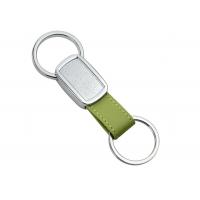 China Epoxy Doming Personalized Leather Key Chains 10mm Debossed Tape Metal Keyring on sale
