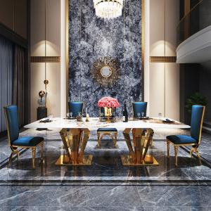 Height 78cm Large Rectangular Marble Dining Table Marble Top