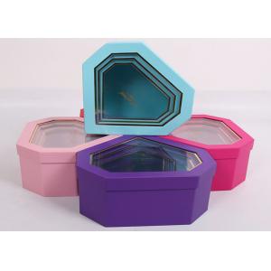 China Diamond Shaped Nested Stackable Cardboard Boxes With Clear PET Window supplier